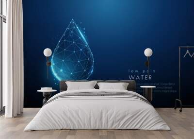 Falling drop of water. Low poly style design Wall mural