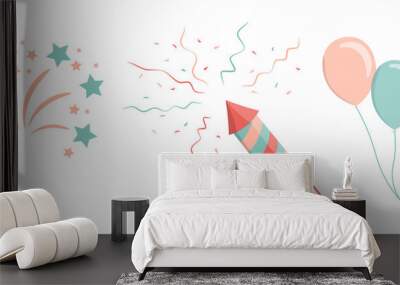 kids air ballons, salute, firework, confetti, petard Wall mural