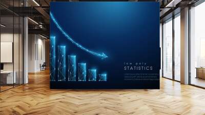 low poly abstract blue gowing down chart Wall mural