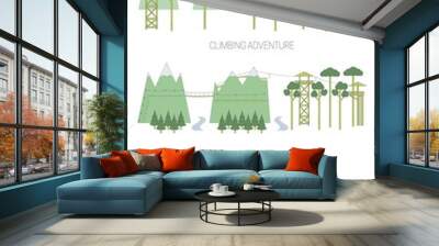 Set of eco tourism illustrations. Line art style. Wall mural