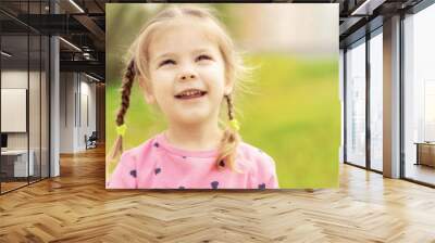 portrait of a 4 year old girl on an open air Wall mural