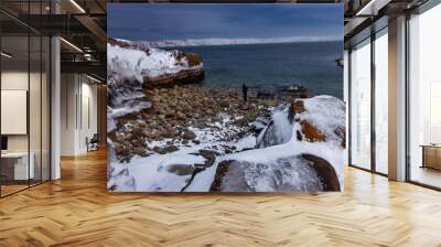 Rocky coast of the Kola Peninsula, Barents sea, Arctic ocean Wall mural