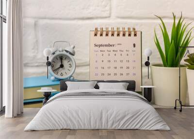 Calendar for September 2024 on the desktop. Wall mural