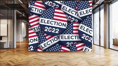 2022 Election campaign buttons with the USA flag - vector Illustration Wall mural