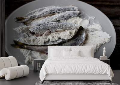 fresh fish on a plate Wall mural