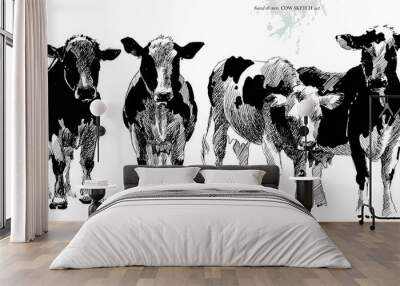  hand drawn cow sketch illustration Wall mural