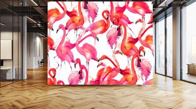 flamingo watercolor pattern Wall mural