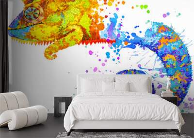 lizard. chameleon watercolor illustration Wall mural