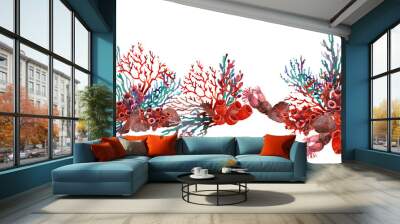 watercolor tropical  ocean Coral reef seamless pattern Wall mural