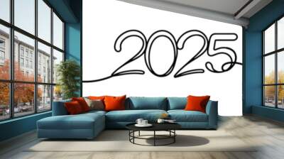 vector icon in flat single line style on white background with image of numbers 2025
 Wall mural