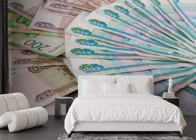 Russian rubles, bills of various denominations Wall mural