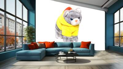 Funny toy cat isolated on white Wall mural