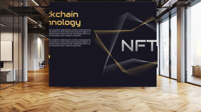 NFT concept, blockchain technology, cryptocurrency. Non-fungible token Work. Futuristic background, with elements in techno style microchips. Banner template design for web. Copyspace. Wall mural