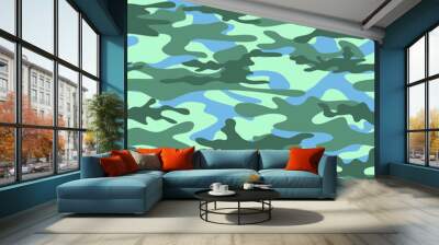 Marine camouflage. Military pattern. Stretched print for clothing. Wall mural