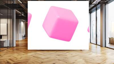 3d pink cube symbol or icon with different angles. Geometry figure cube form. Stock vector illustration on isolated background.	
 Wall mural