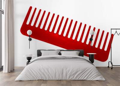 red comb isolated on white background . Plastic comb Wall mural