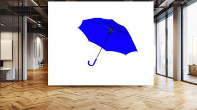 Umbrella blue isolated on white background, object of protection against rain Wall mural