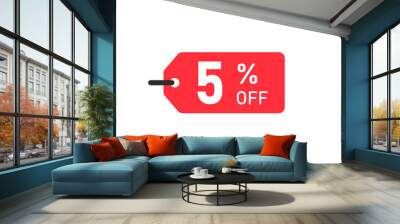 5 percent off, sale background. Eps10 Vector red Wall mural