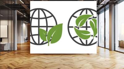 eco planet icon set on white background Wall mural