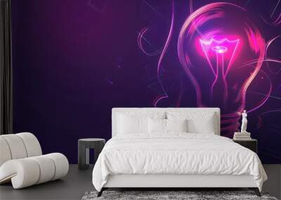 light bulb with glowing lines on dark background, concept of innovation and idea in technology business. Wall mural