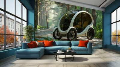 The concept of urban ecological transport on wheels Wall mural