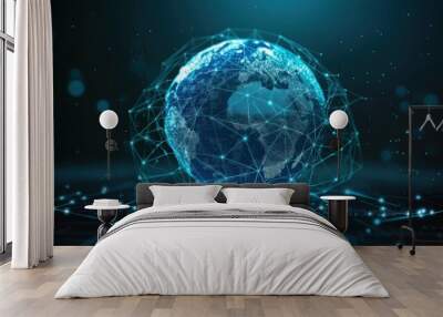 The world wide web in the form of a globe in the phone. global internet connection Wall mural