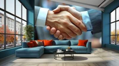 Two men shaking hands. signing an important agreement. Wall mural