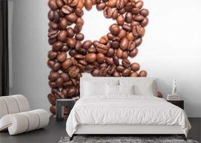 Alphabet B of coffee beans isolated on white background Wall mural