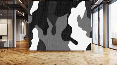 White black camouflage pattern fabric background texture. military and hunting clothes. winter and snow camouflage Wall mural