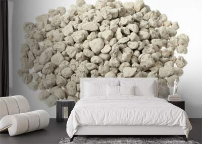 White pebbles isolated white background . Rock texture. clay pebbles Wall mural