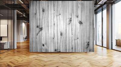 White wood wall background texture. Wood planks wall background for design and text. Floor surface. Grey wooden background with vignette,  blackout around edges Wall mural