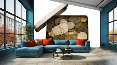 Iron coins lie in a tin Wall mural