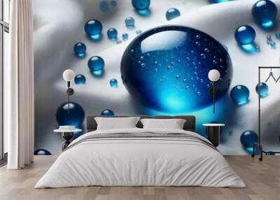 abstract background blue drops on white Wall mural