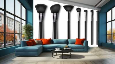 professional facial makeup brushes. cosmetic tools collection. various fashion and beauty brushes fo Wall mural