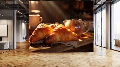 Bakery products, baking industry. food products baked from flour, yeast, salt, water and additional raw materials for bakery products. Bagels, buns, rolls, biscuits and loaf breads. Wall mural