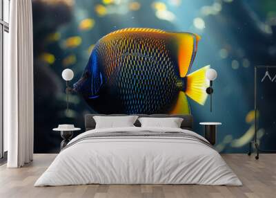 beautiful pretty nice cute funny fish in ocean. sea, aquarium, swimming exotic under depth, colourful reef, water salt ecosystem biology nature flora and fauna. Wall mural