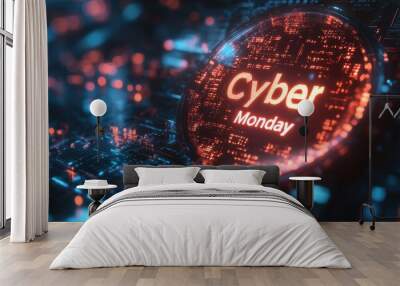 Digital frenzy: cyber monday deals transforming online shopping experiences, offering unparalleled discounts and special promotions that captivate tech-savvy consumers with unbeatable offers.. Wall mural