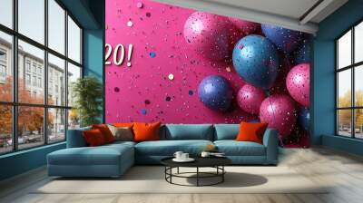 Two decade joy: text happy 20 years, celebrating twenty years of accomplishments and shared memories, the journey with pride and looking forward to future milestones with optimism and excitement Wall mural