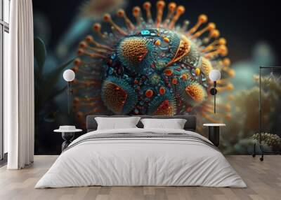 virus flu disease. epidemic pandemic infection. sick people threat to humanity danger. corona medici Wall mural