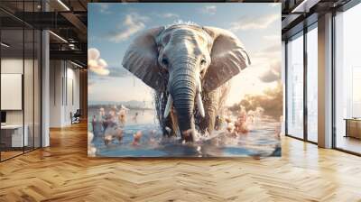 World wildlife day celebrate the many beautiful varied forms of wild fauna and flora, animals exotic conservation cute global problem safe save nature planet climate biology eco, banner copy space. Wall mural