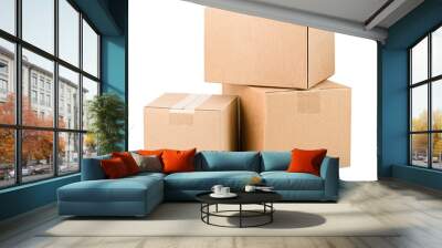 cardboard boxes on white isolated background Wall mural