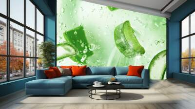 sliced aloe vera in aloe gel Wall mural