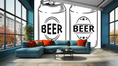 Vector illustration soda can isolated on white background. Hand drawn style sketch. For restaurant or cafe drink menu Wall mural