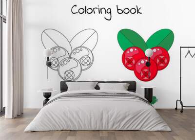 Coloring book for children. Vector illustration, cranberries, fo Wall mural