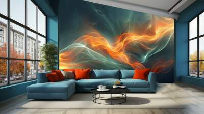 An abstract design showcasing vibrant energy waves that flow and intertwine in a captivating display of color and movement. The composition features dynamic patterns that evoke a sense of motion, with Wall mural