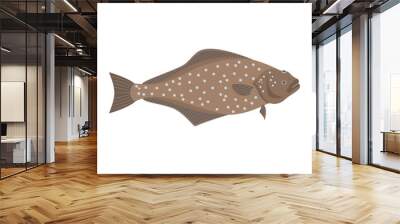 The halibut is isolated on the white background. Wall mural