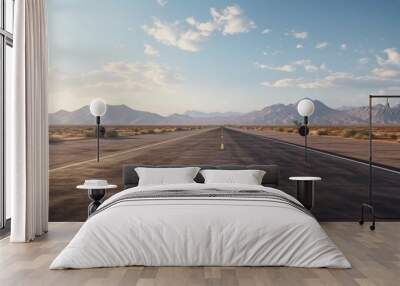 Empty asphalt road, Adventure road in desert Wall mural