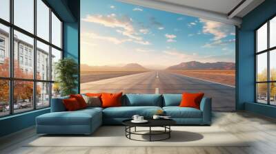 Empty asphalt road, Adventure road in desert Wall mural