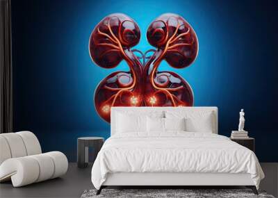 glowing neon human liver Wall mural