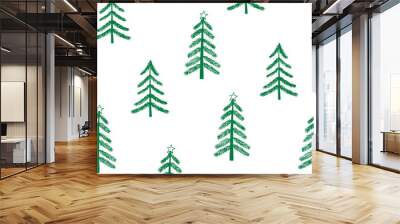 christmas tree seamless pattern hand drawn in doodle style. silhouette, simple, minimalism, monochrome Wall mural